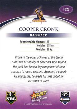 2008 Select NRL Champions - Gold Foil Signatures #FS20 Cooper Cronk Back